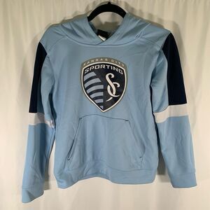 Sporting Kansas City Hoodie Boy's Medium Blue Pockets Long Sleeve Pullover